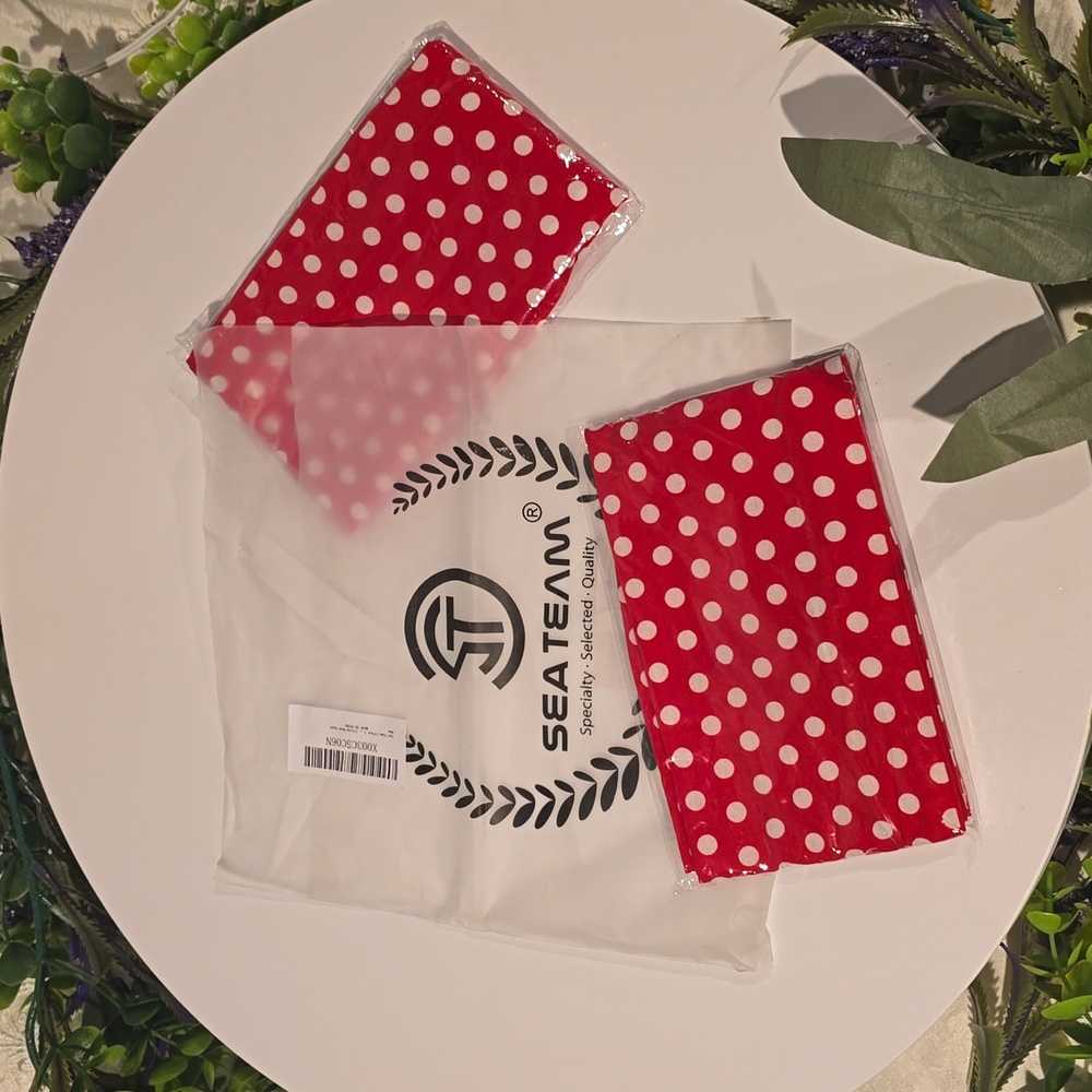 ⭐️Sea Team 2-Pack Headband Bows Red with White Polka Dots Loose Wire Inside